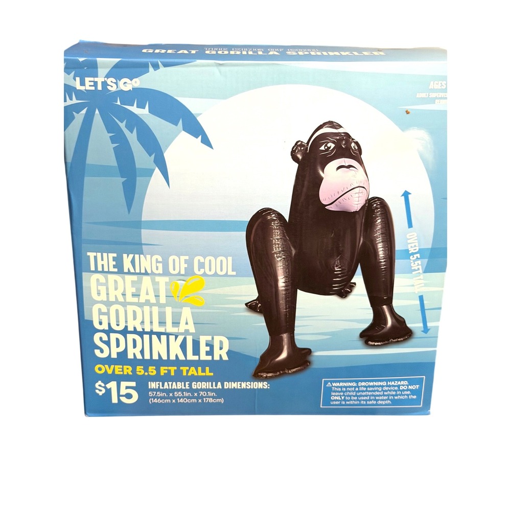 Lets Go King of Cool Great Gorilla Inflatable Sprinkler 5.5ft Tall K2418085